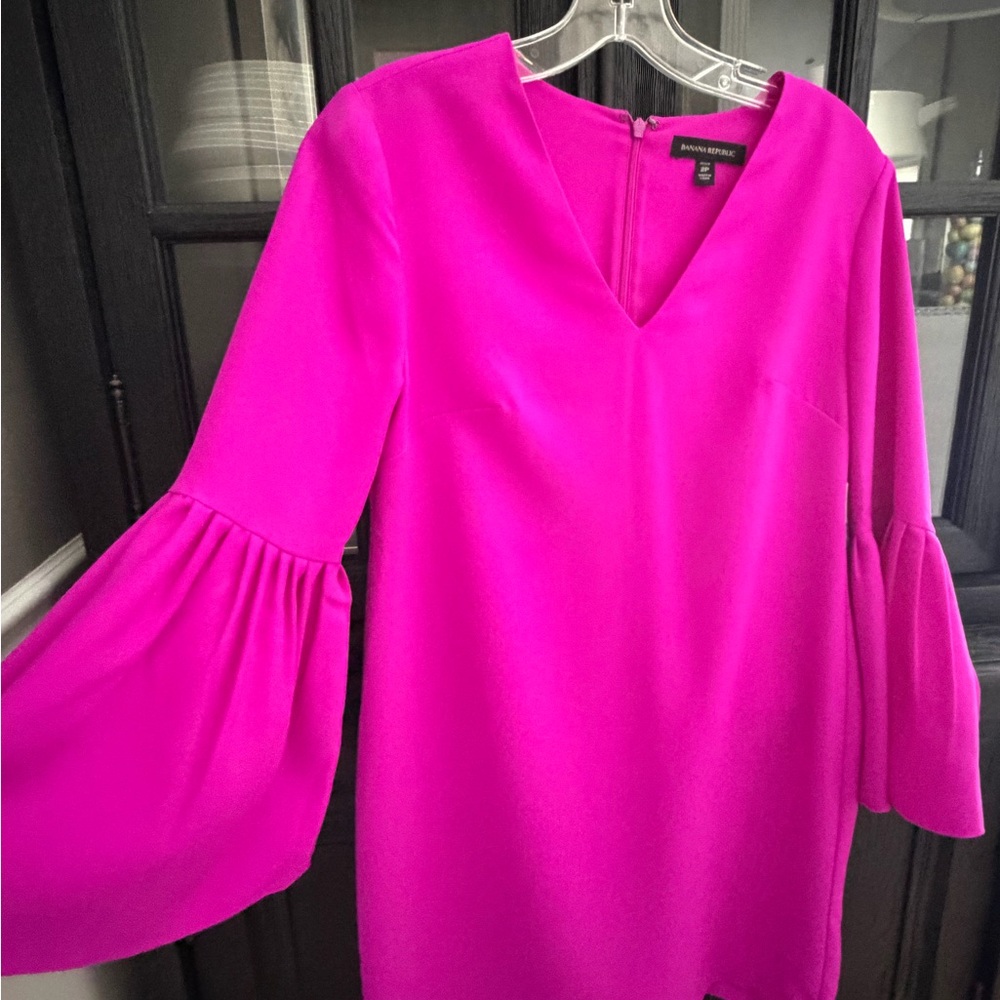 Banana Republic Vibrant Pink Long Sleeve Dress